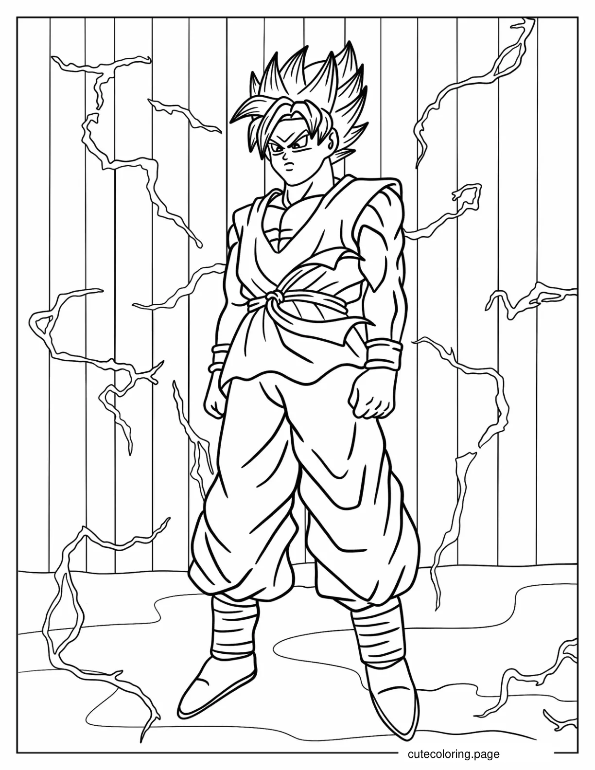 Goku Surrounded By Electricity Coloring Page For Kids coloring page