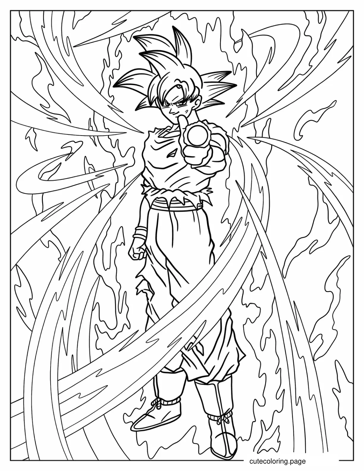 Goku Using Finger Beam Coloring Sheet coloring page