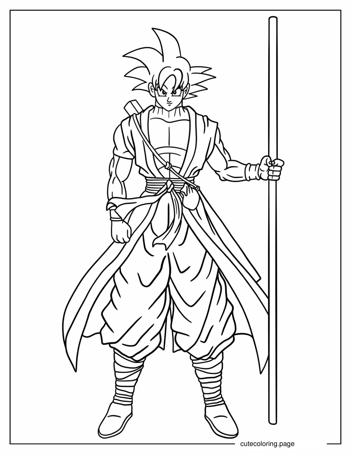 Simple Coloring Page Of Goku Holding Power Pole coloring page