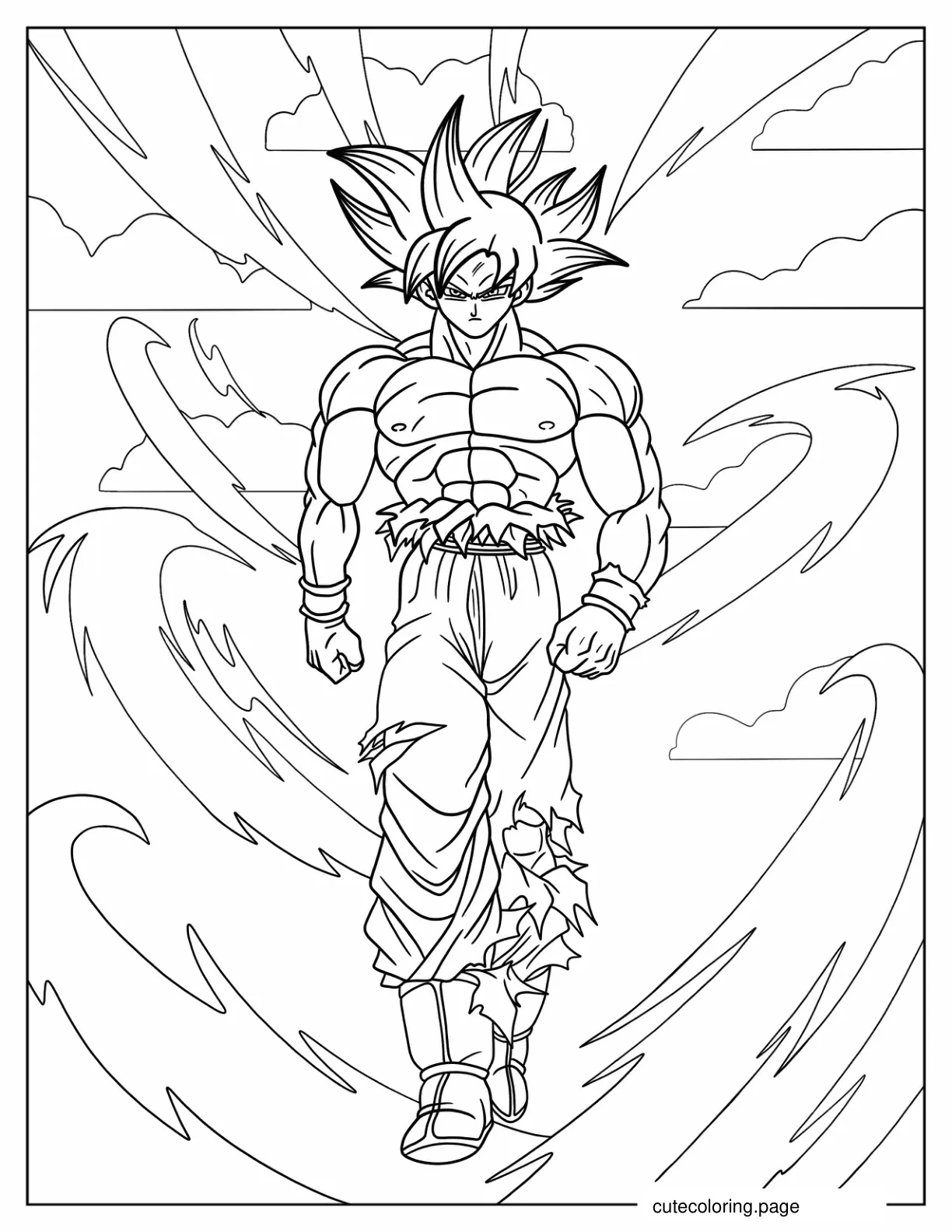 Super Saiyan Goku In The Air Coloring Page coloring page