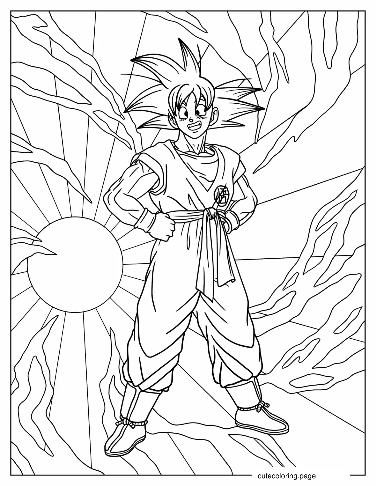 Young Goku Smiling Coloring Page coloring page