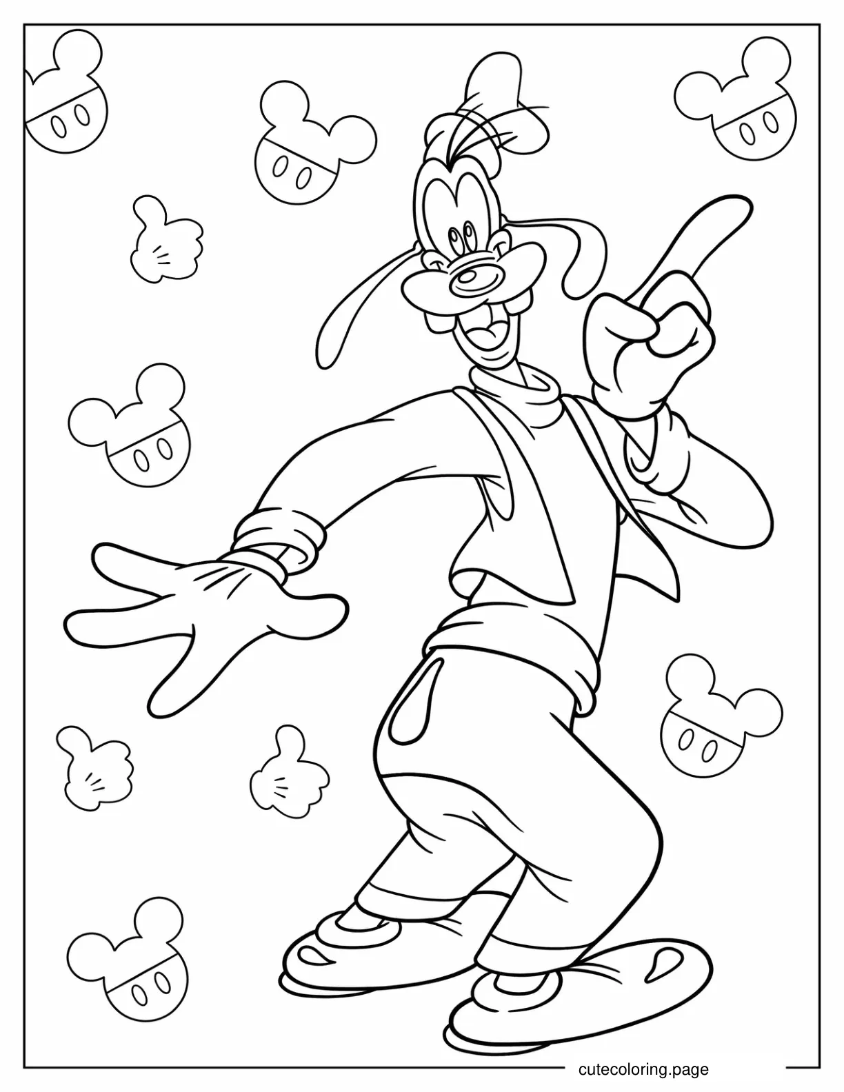 Detailed Goofy To Color coloring page