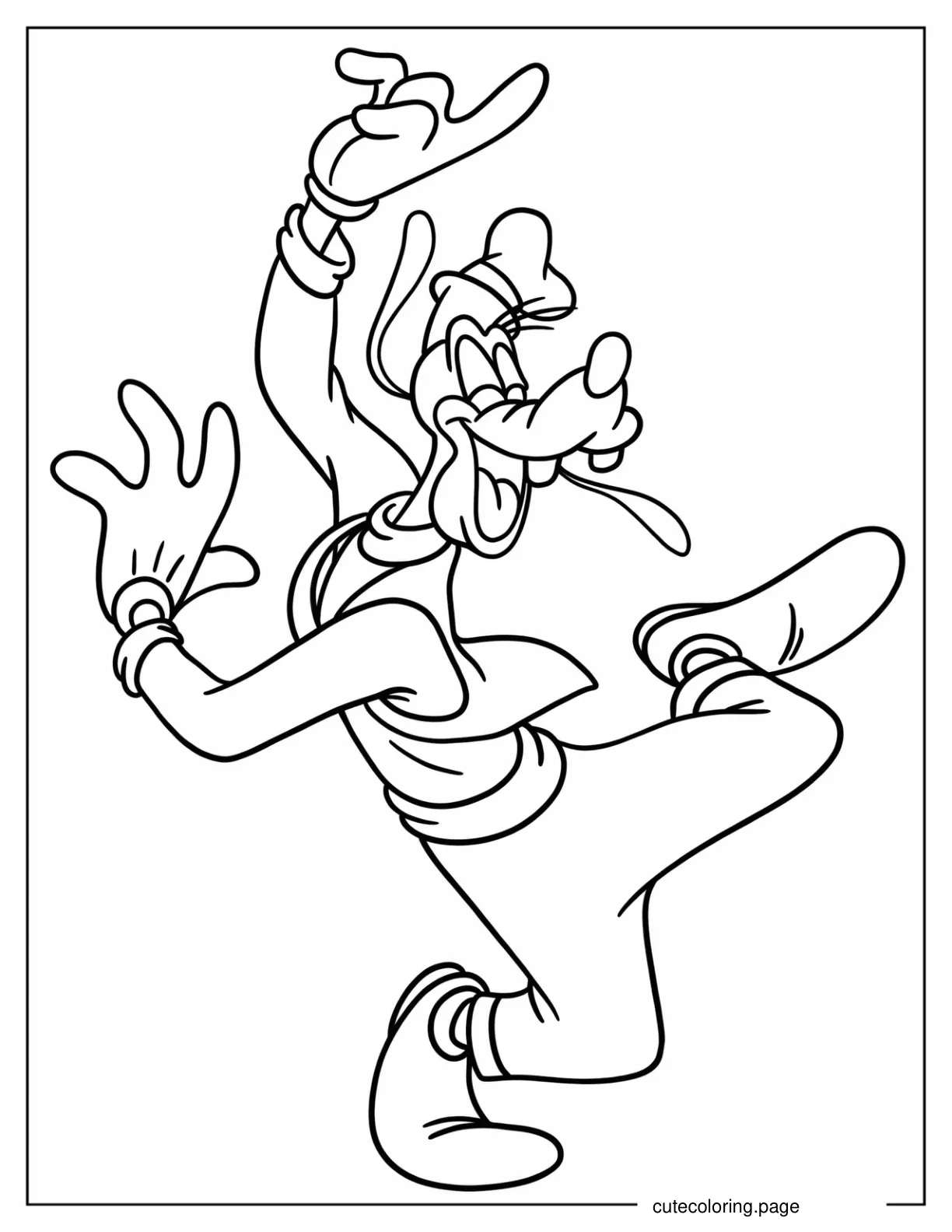 Funny Goofy Dancing Coloring In For Kids coloring page