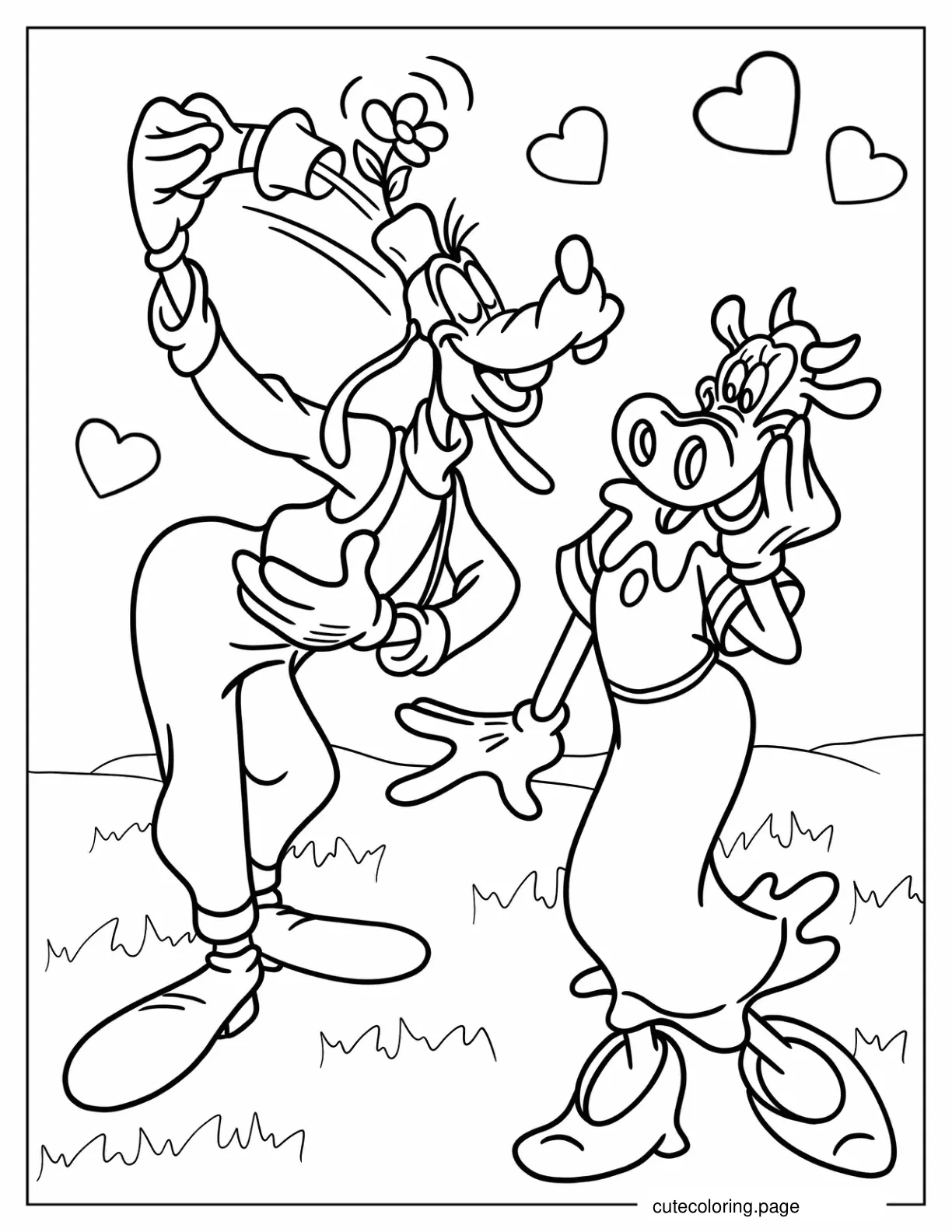 Goofy Bowing To Clarabelle Cow Coloring In coloring page