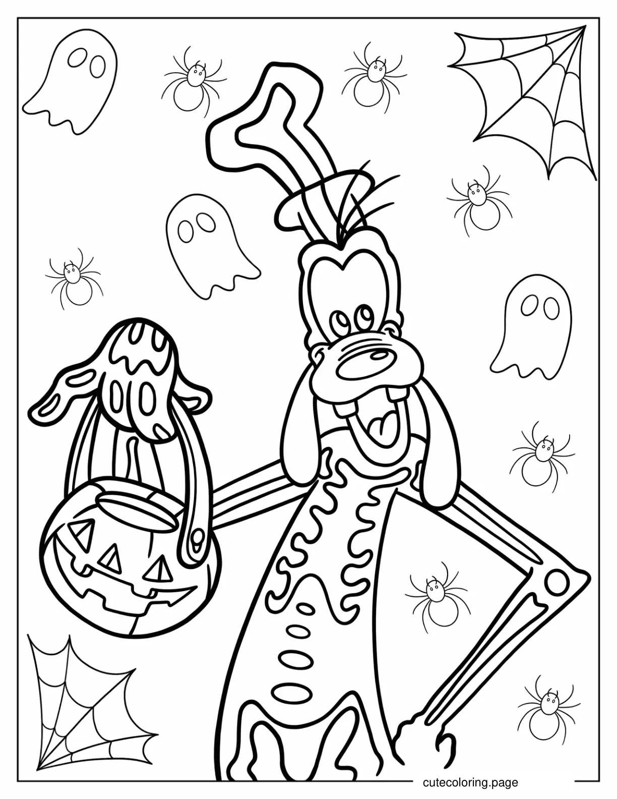 Halloween Goofy In Skeleton Costume Coloring Page coloring page