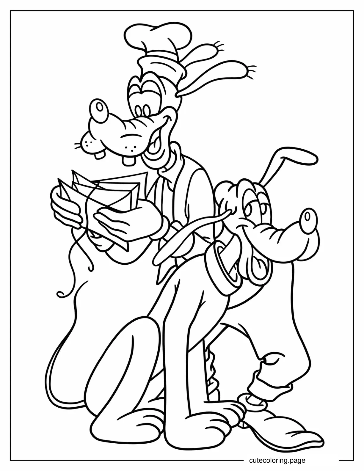 Pluto Delivering Mail To Goofy Coloring In coloring page