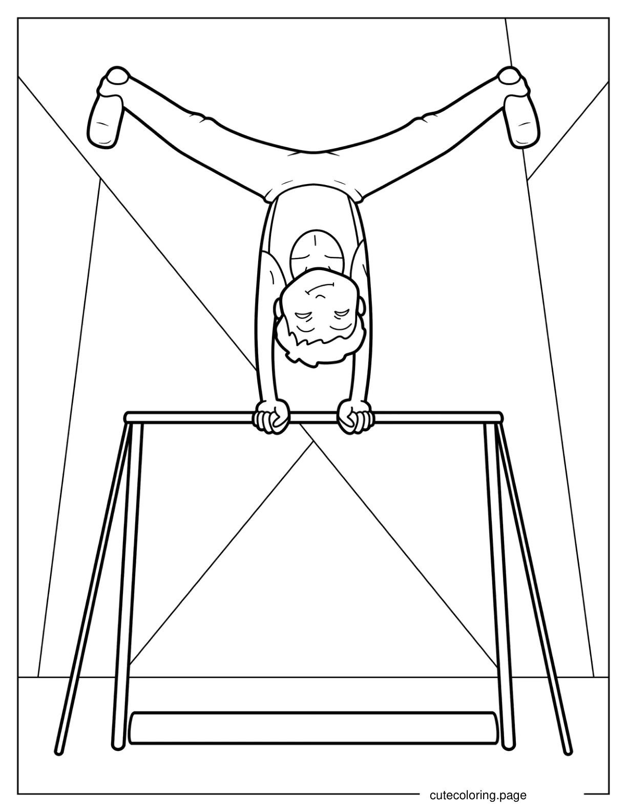 Boy Balancing On Uneven Bar Coloring Page coloring page