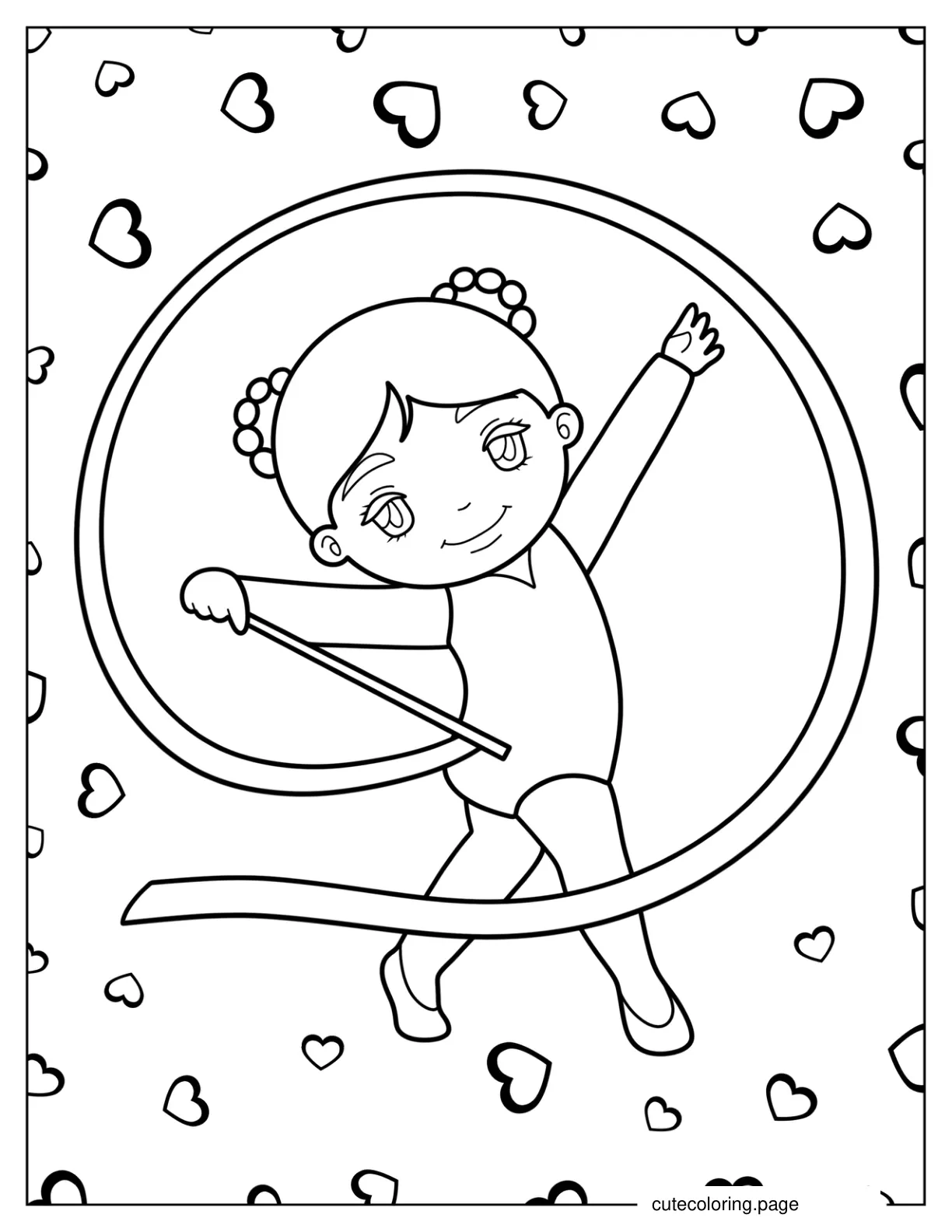 Cute Cartoon Rhythmic Gymnast Coloring Page coloring page