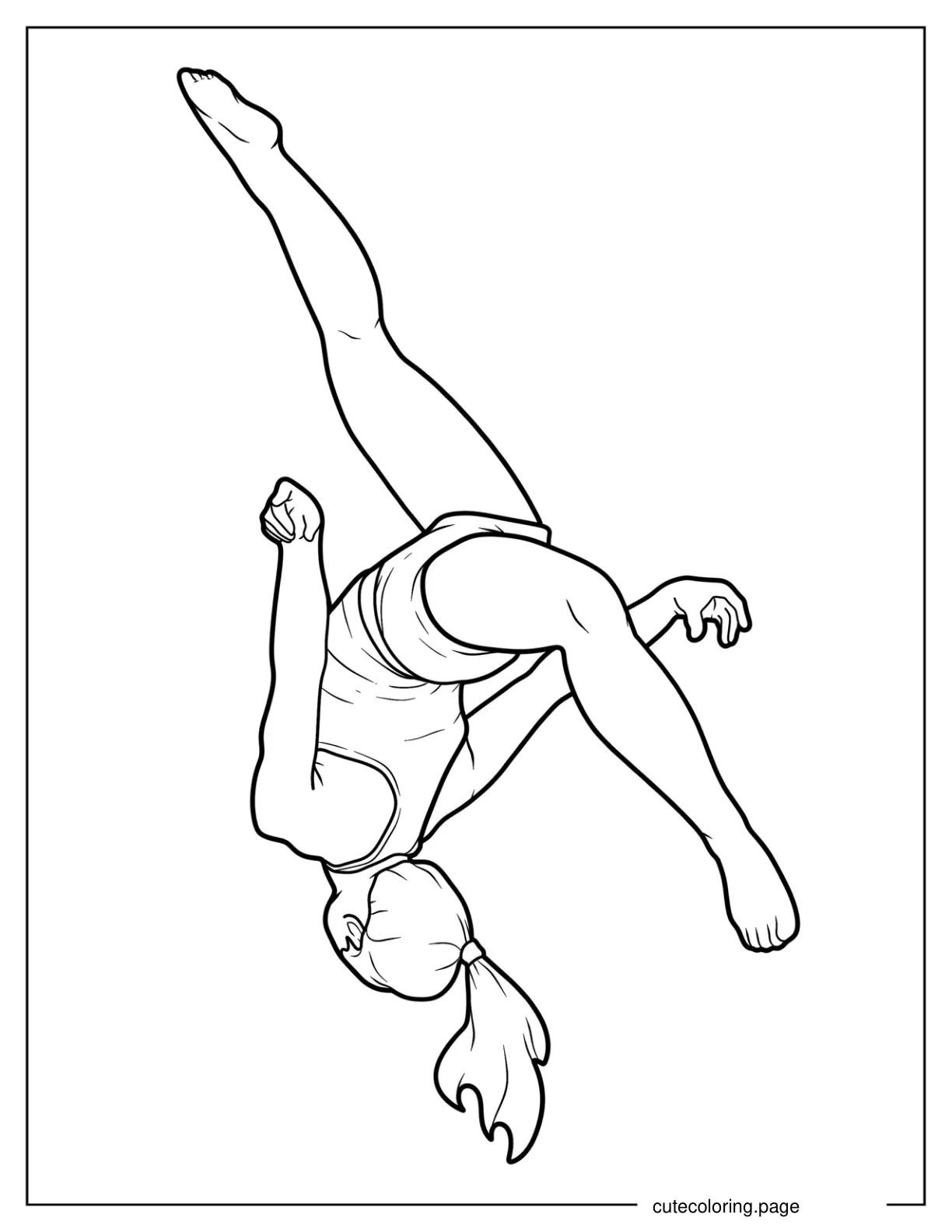 Gymnast In The Middle Of Backflip coloring page