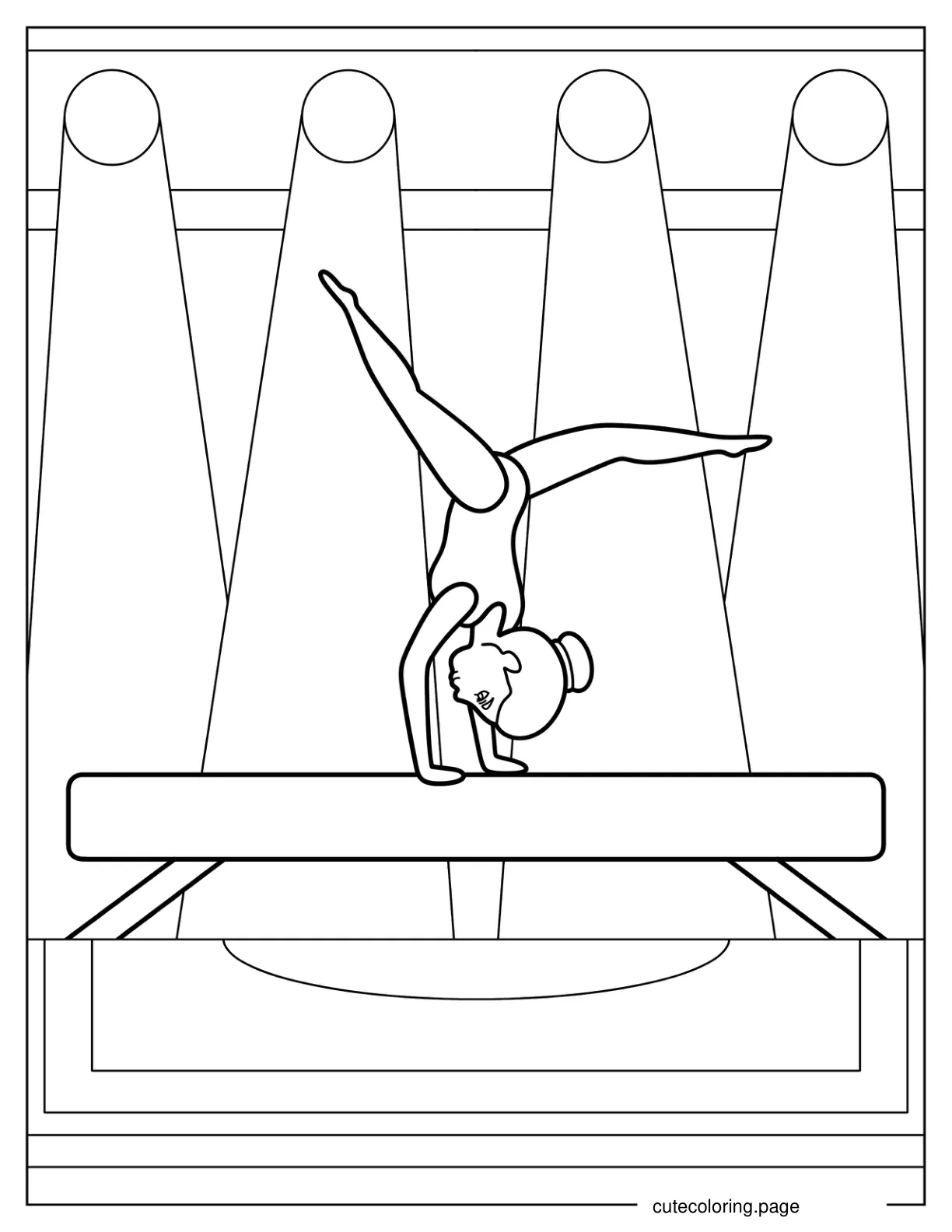 Little Girl On Balance Beam Coloring Sheet coloring page