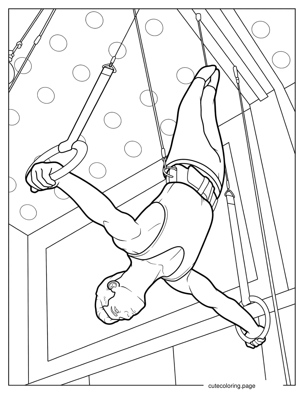 Man Practicing On Gymnast Rings Coloring Page coloring page