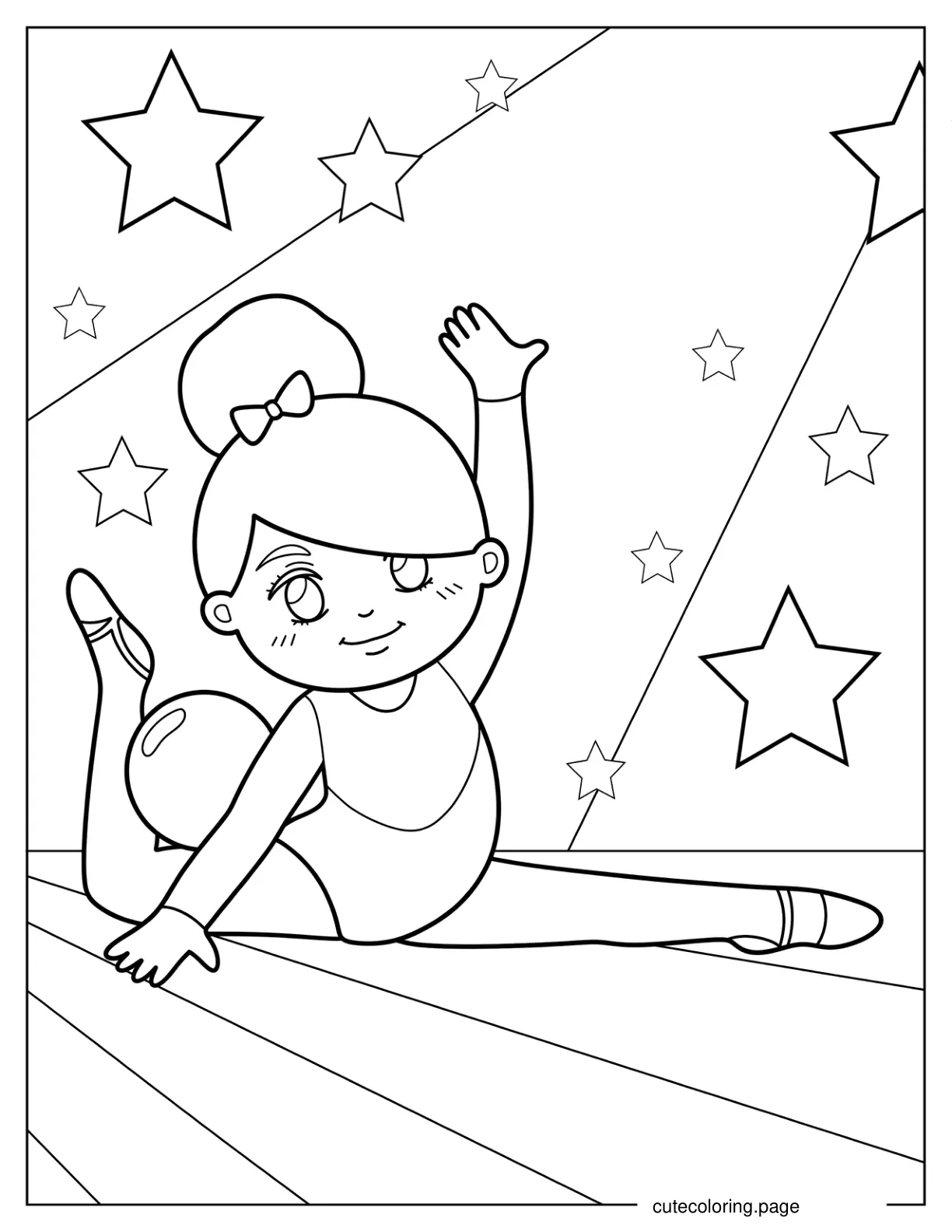 Rhythmic Gymnast Performing With Ball coloring page