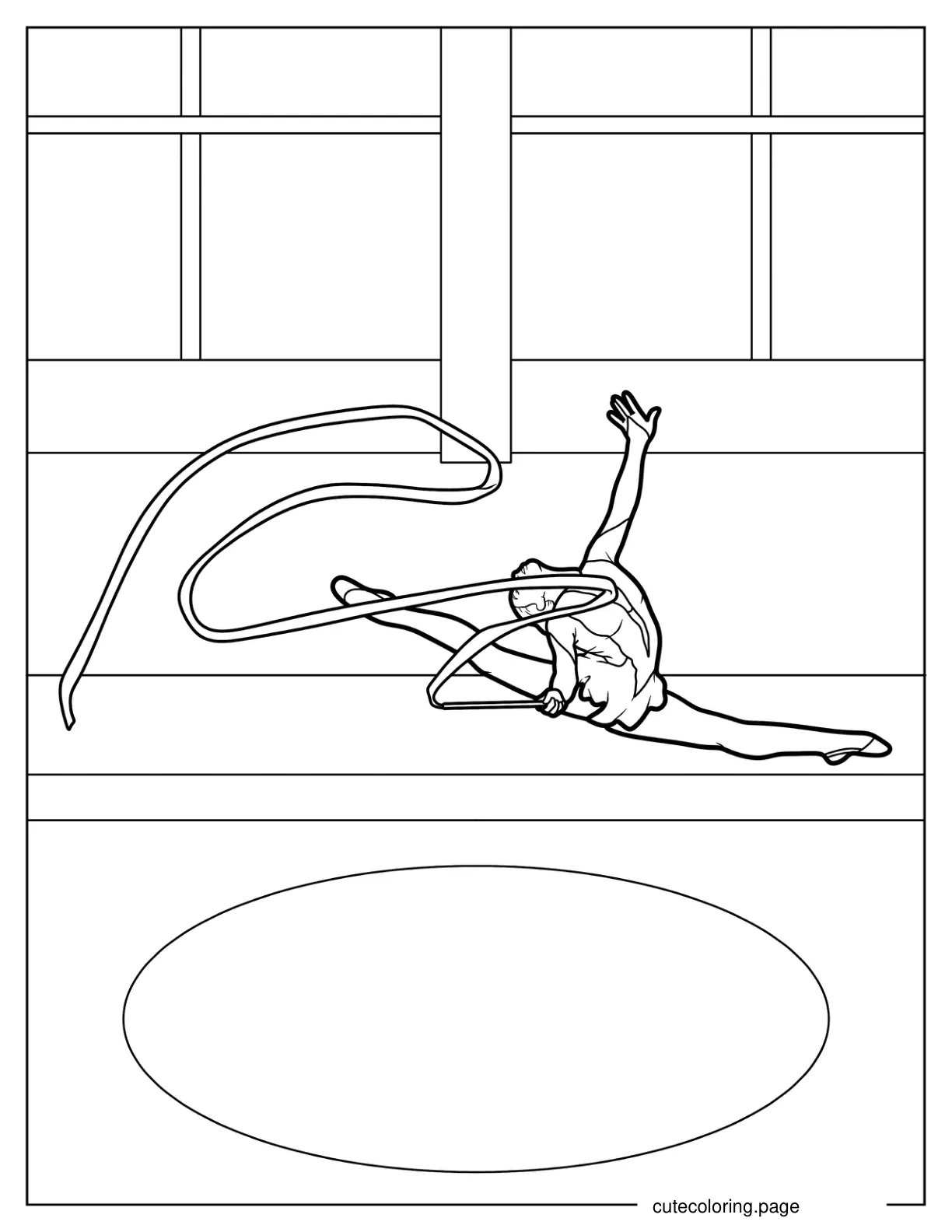 Rhythmic Gymnastics Ribbon Performance coloring page