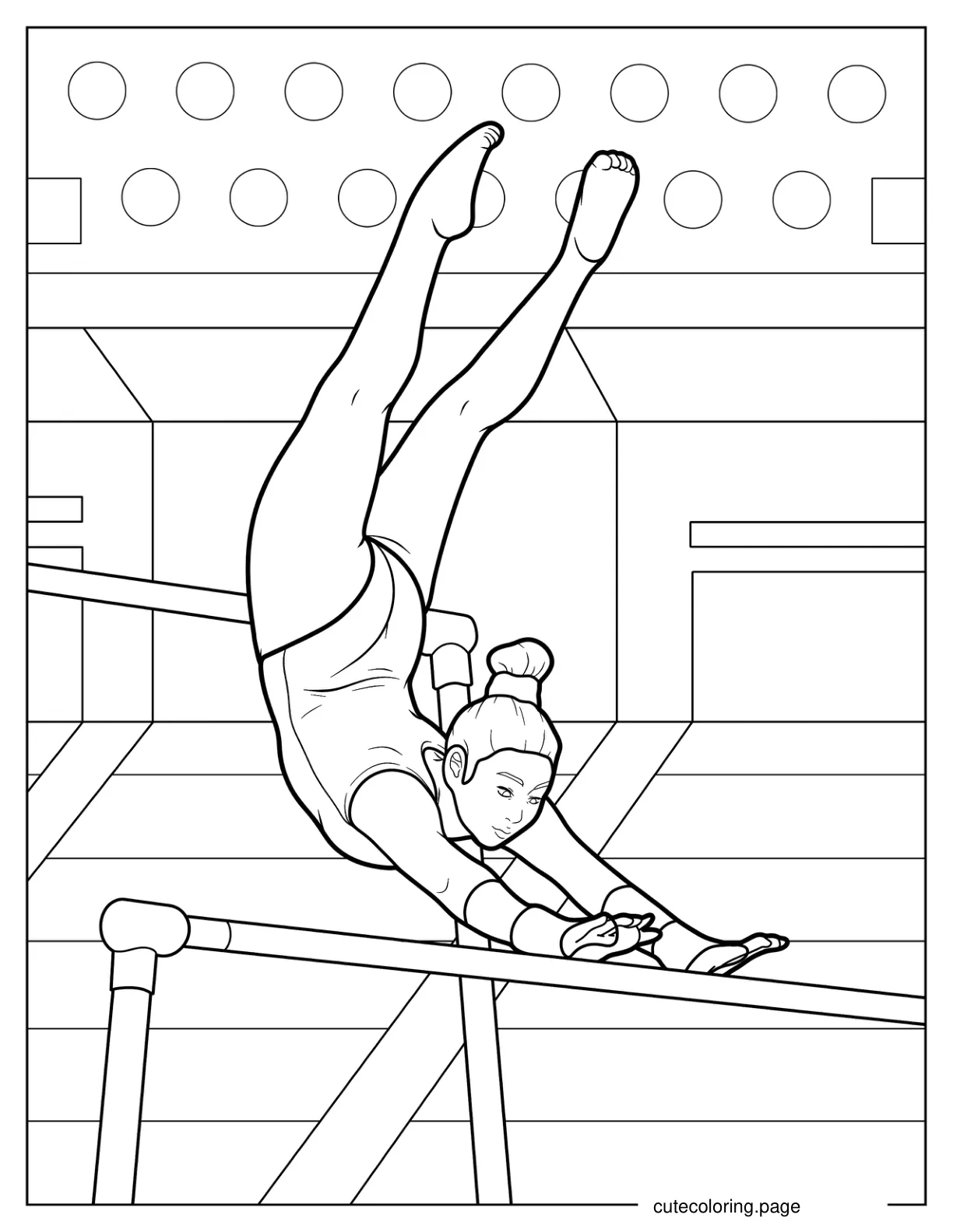 Suni Lee On Uneven Bar Coloring Page coloring page