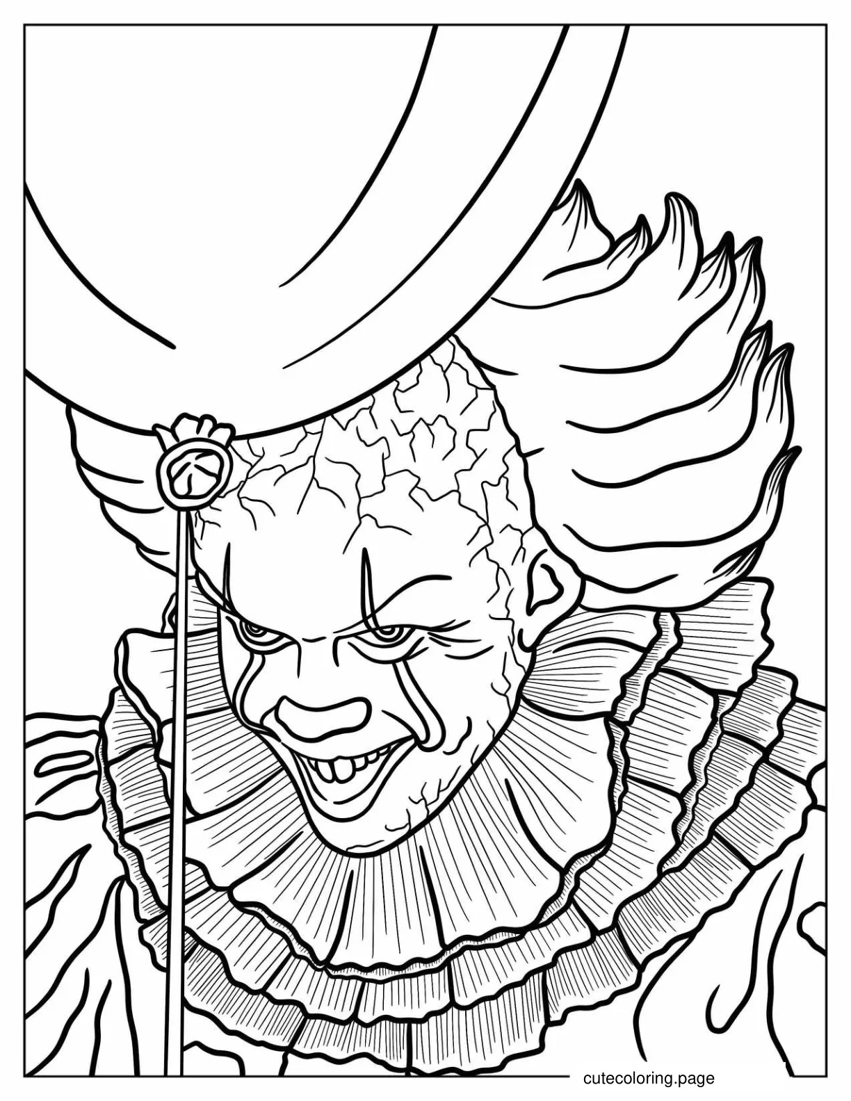 Close Up Of It Pennywise Holding Balloon coloring page