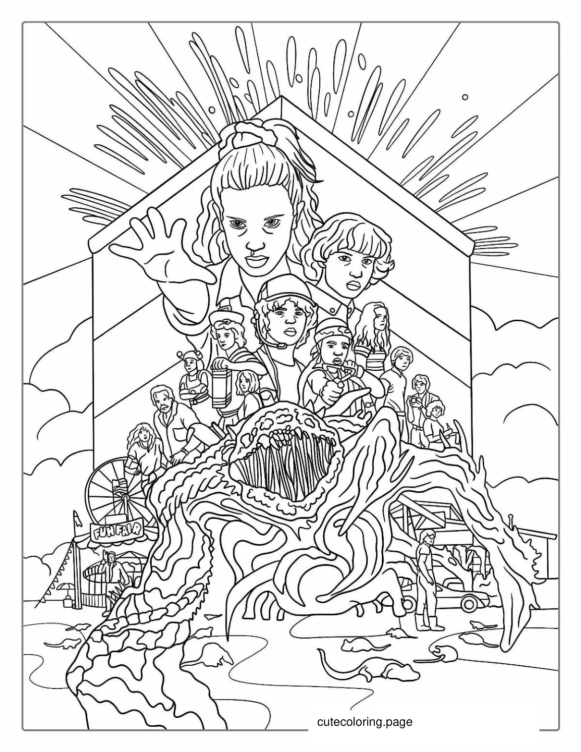 Coloring Page Of Stranger Things Season 3 Poster coloring page