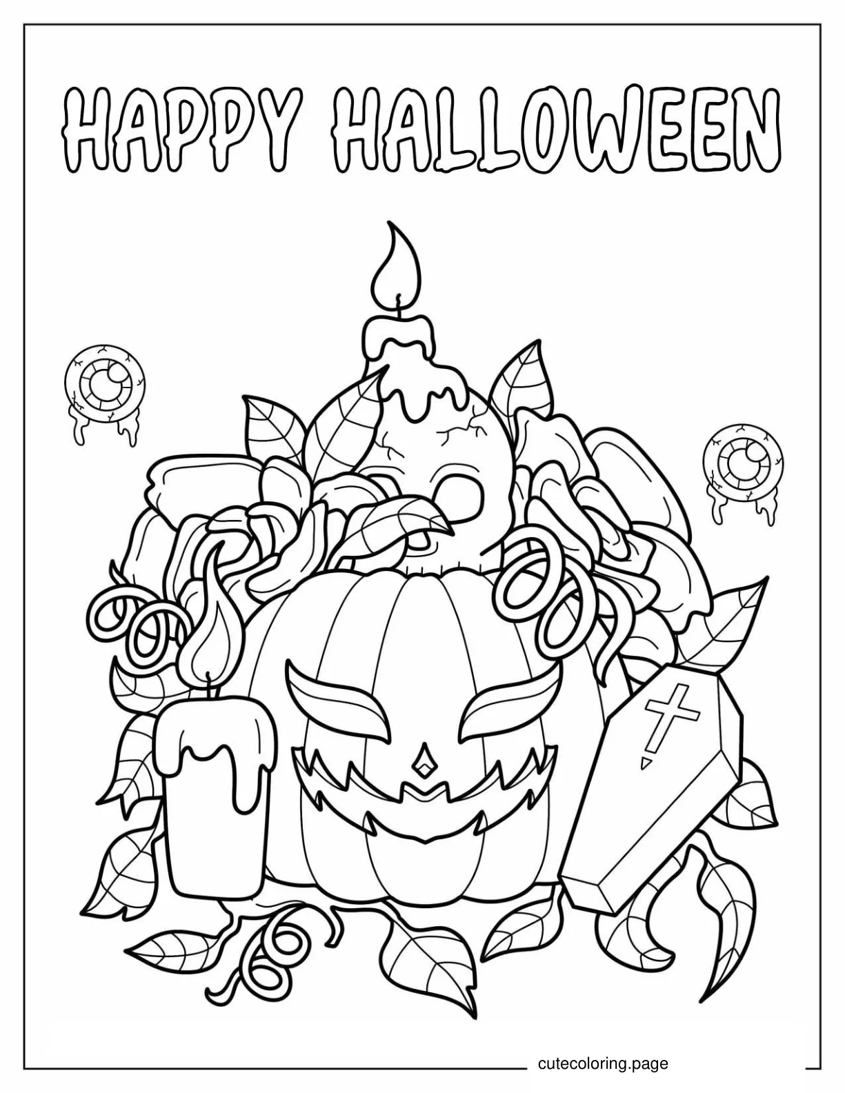 Creepy Jack O Lantern Coloring Sheet coloring page