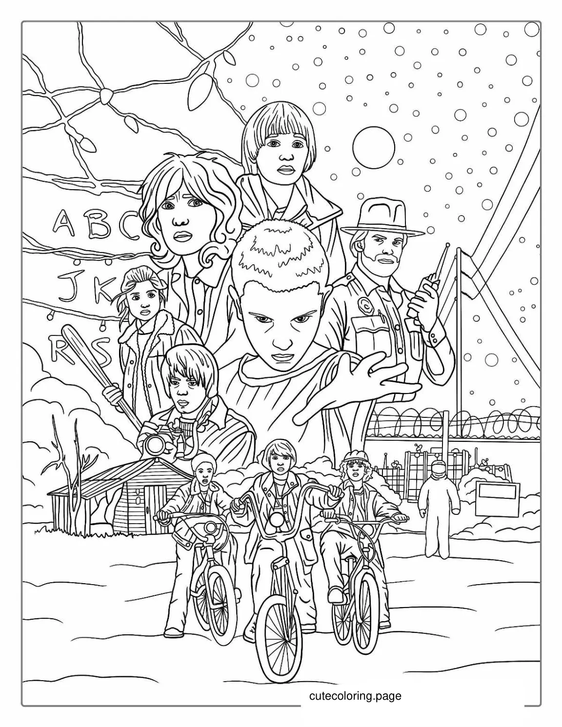 Detailed Stranger Things Season 1 Coloring Page coloring page