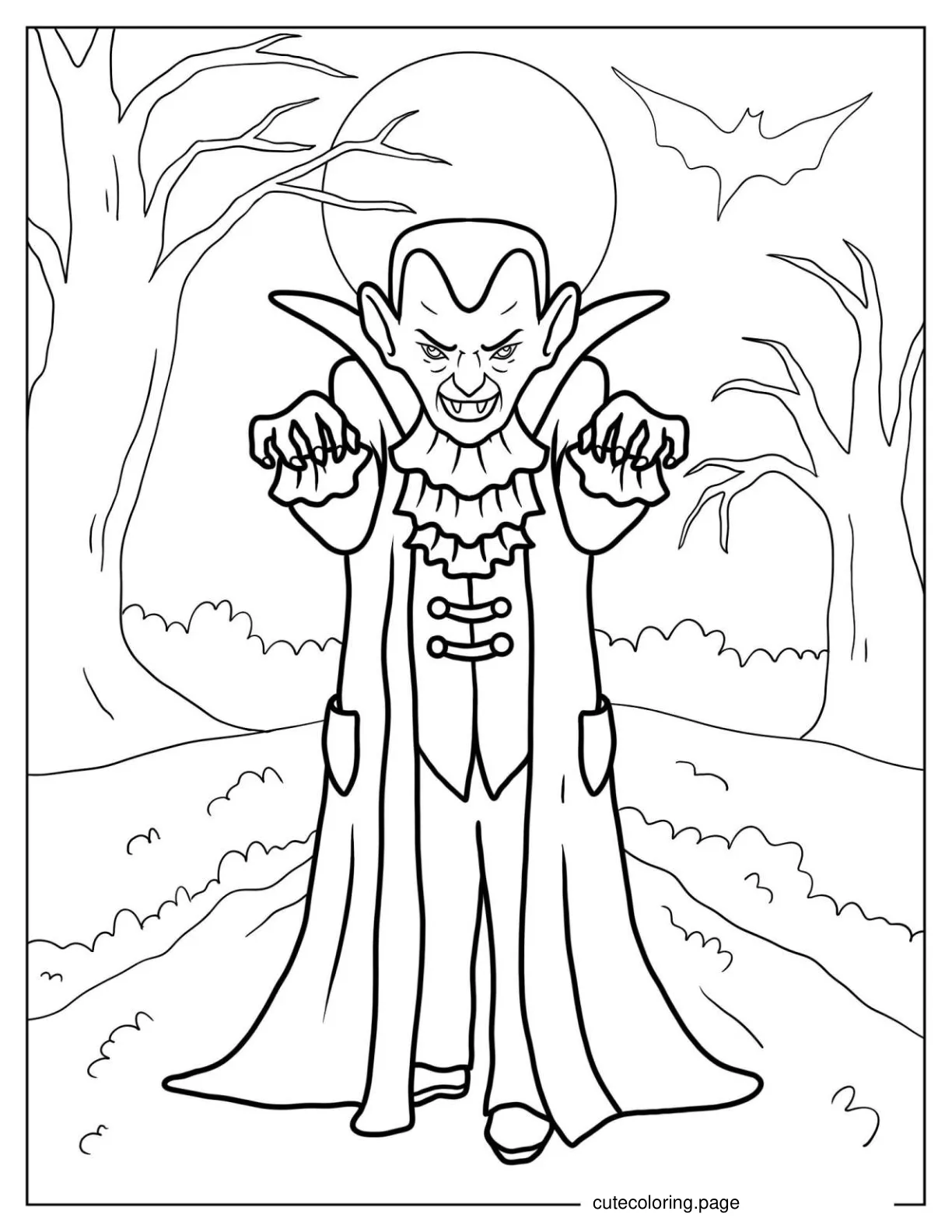 Dracula In The Night Coloring Sheet coloring page