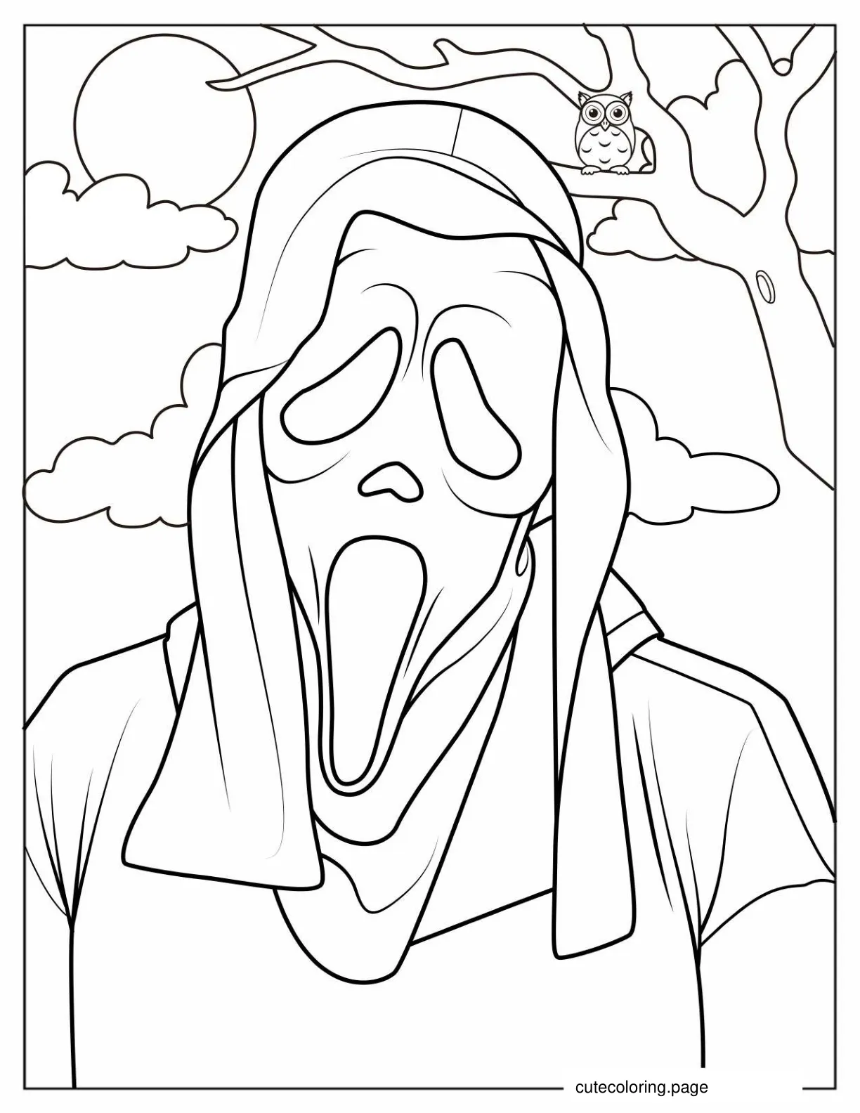 Easy Ghostface Coloring In For Kids coloring page