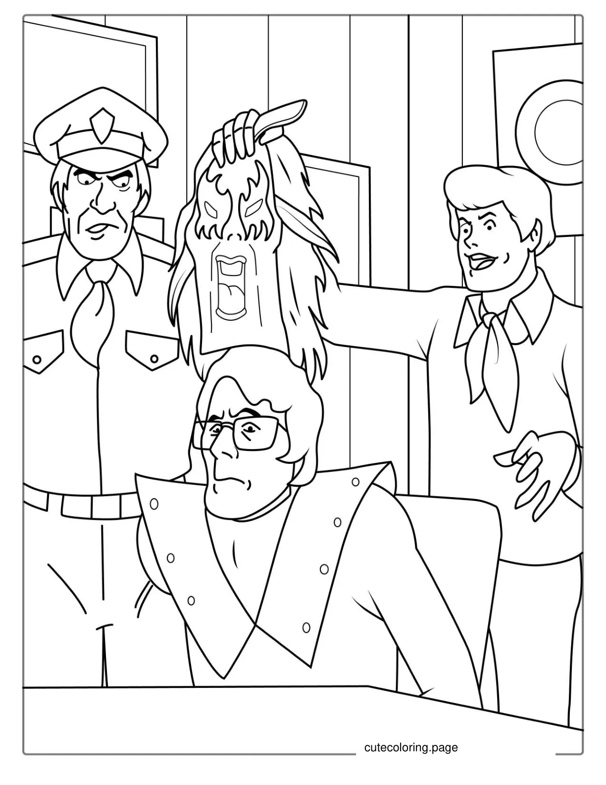 Fred Revealing Real Ghost In Scooby Doo coloring page