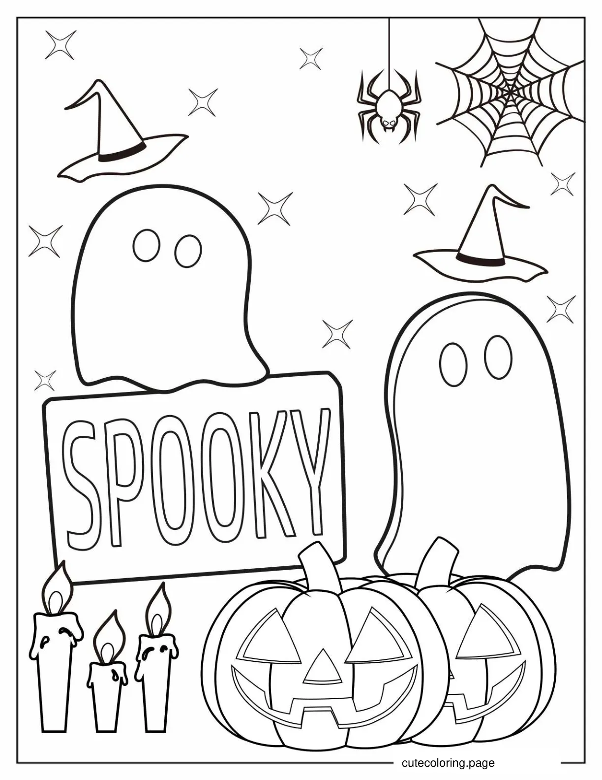 Halloween Ghosts Coloring Page For Preschoolers coloring page