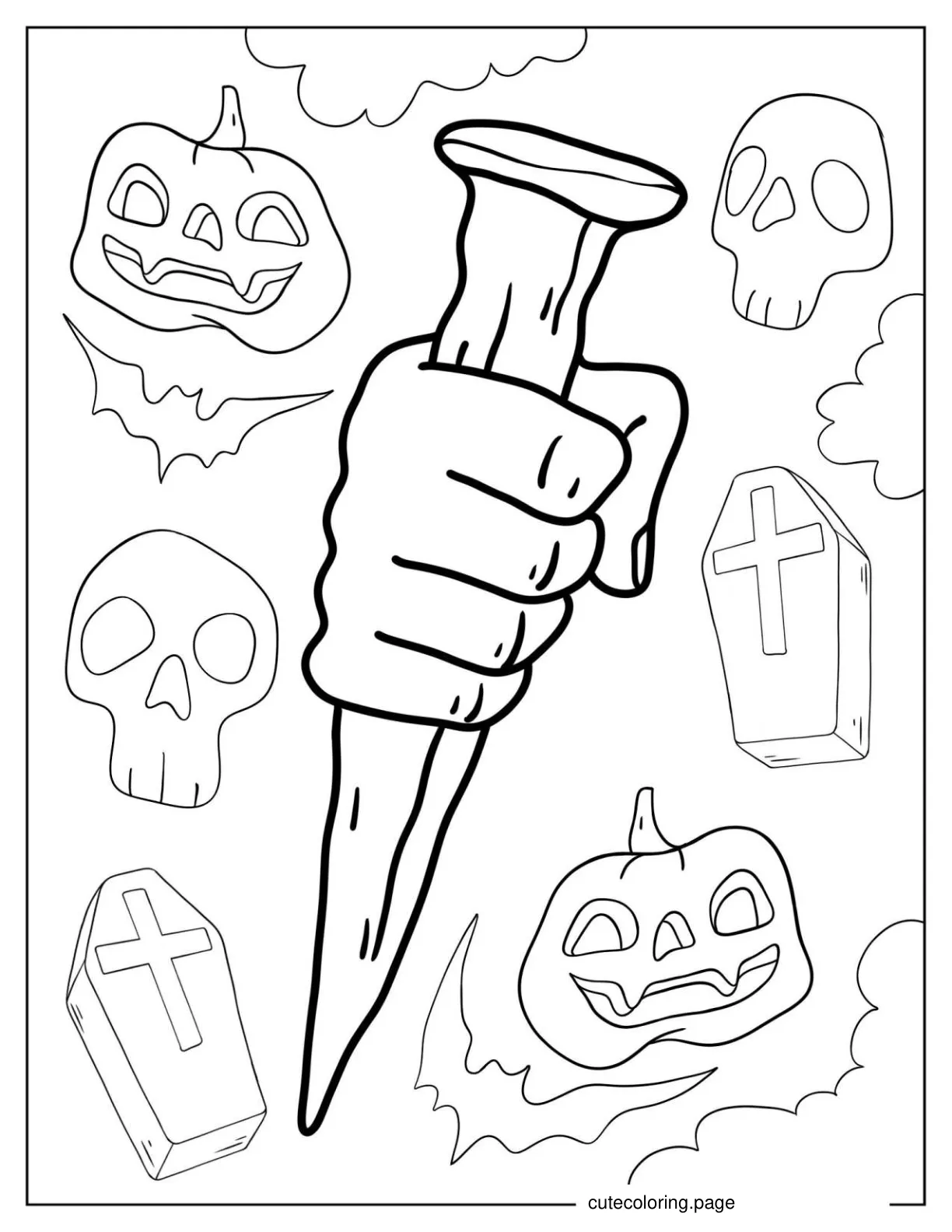 Hand Holding Wooden Stake Coloring Sheet coloring page