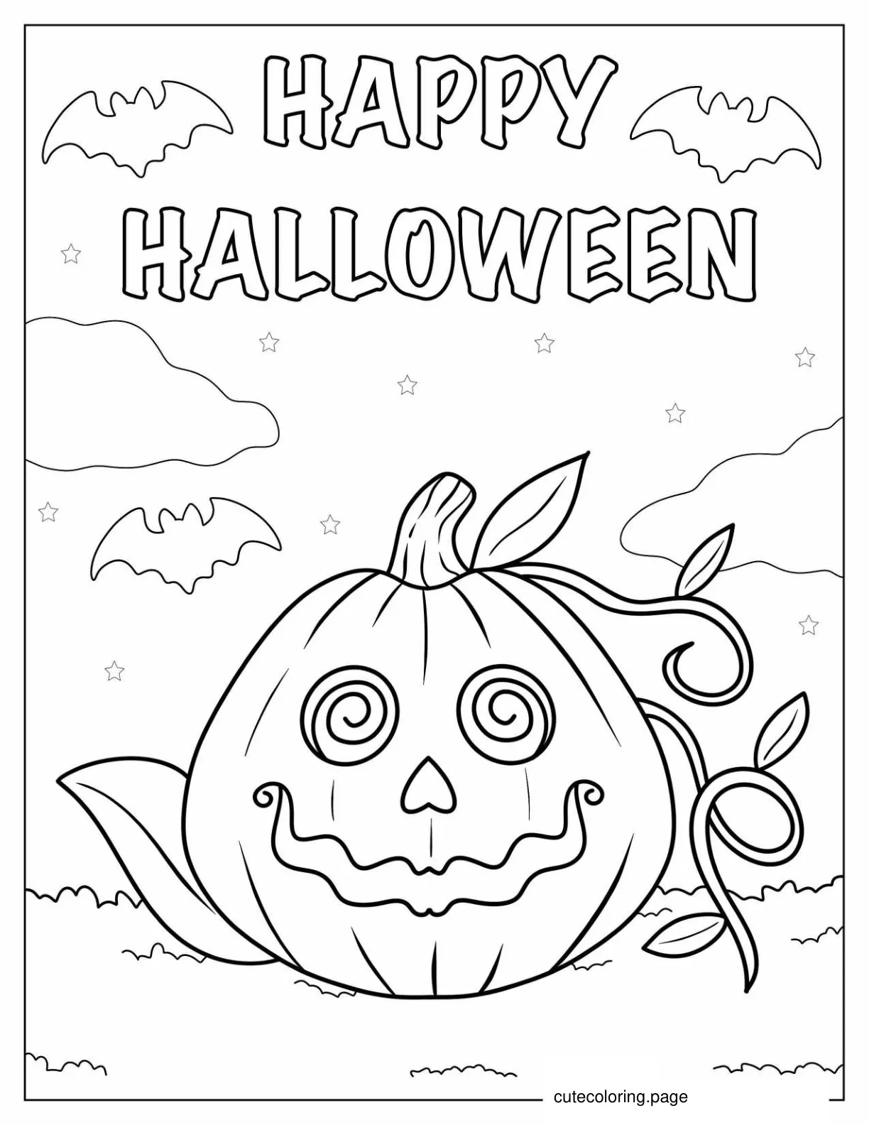 Happy Halloween Coloring Page Of Pumpkin coloring page