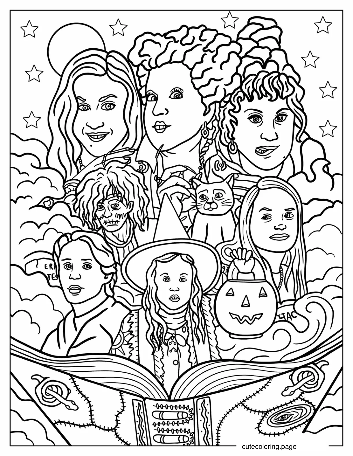 Hocus Pocus Sarah Winifred Mary Dani Allison And Jenny coloring page