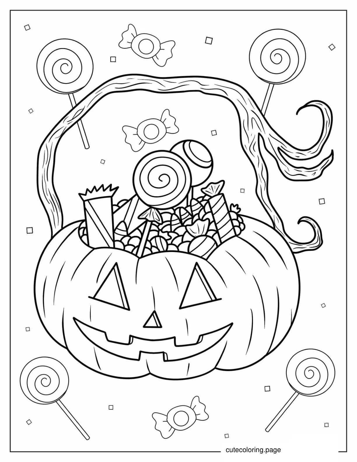 Jack O Lantern Full Of Candies Coloring In coloring page