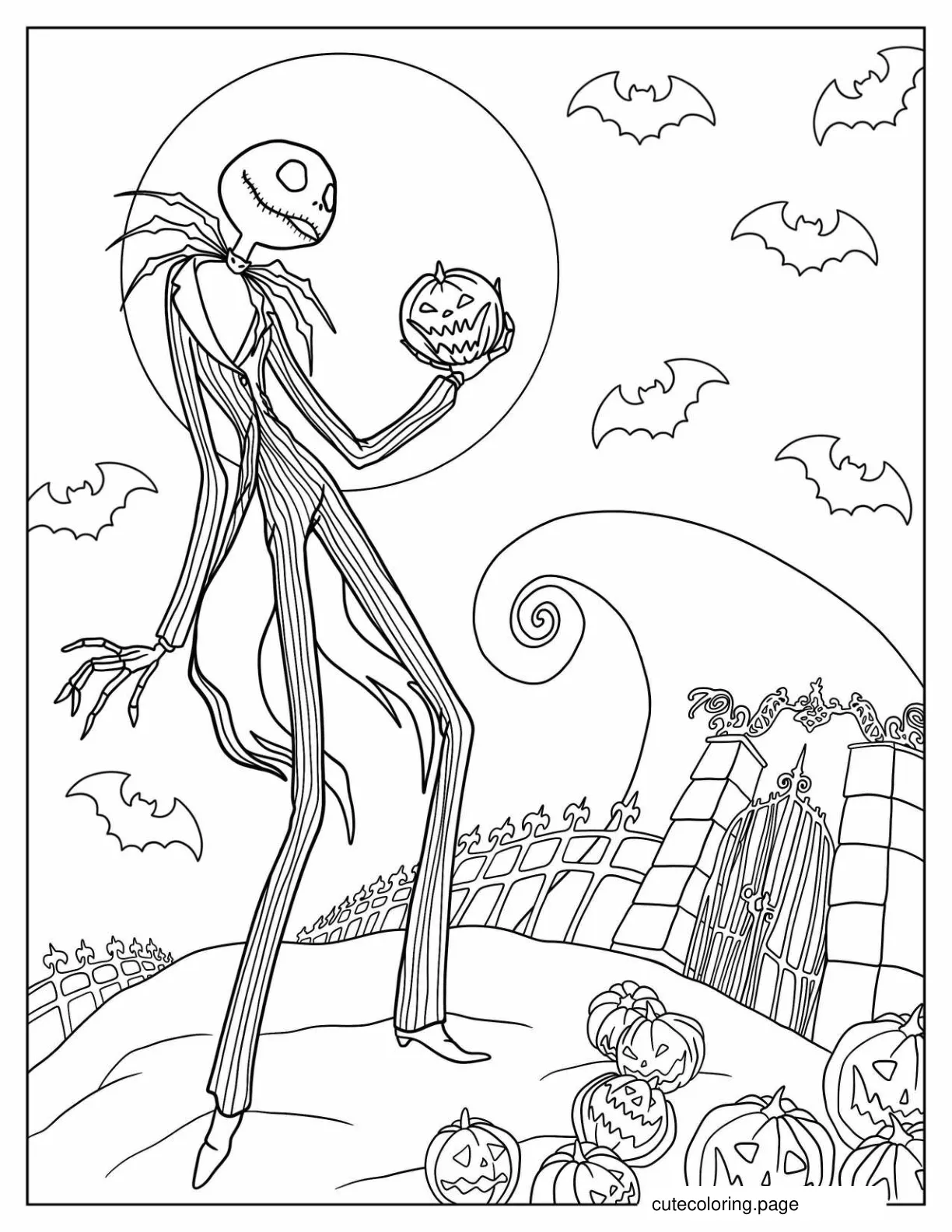 Jack Skellington Holding Skull Coloring Page coloring page