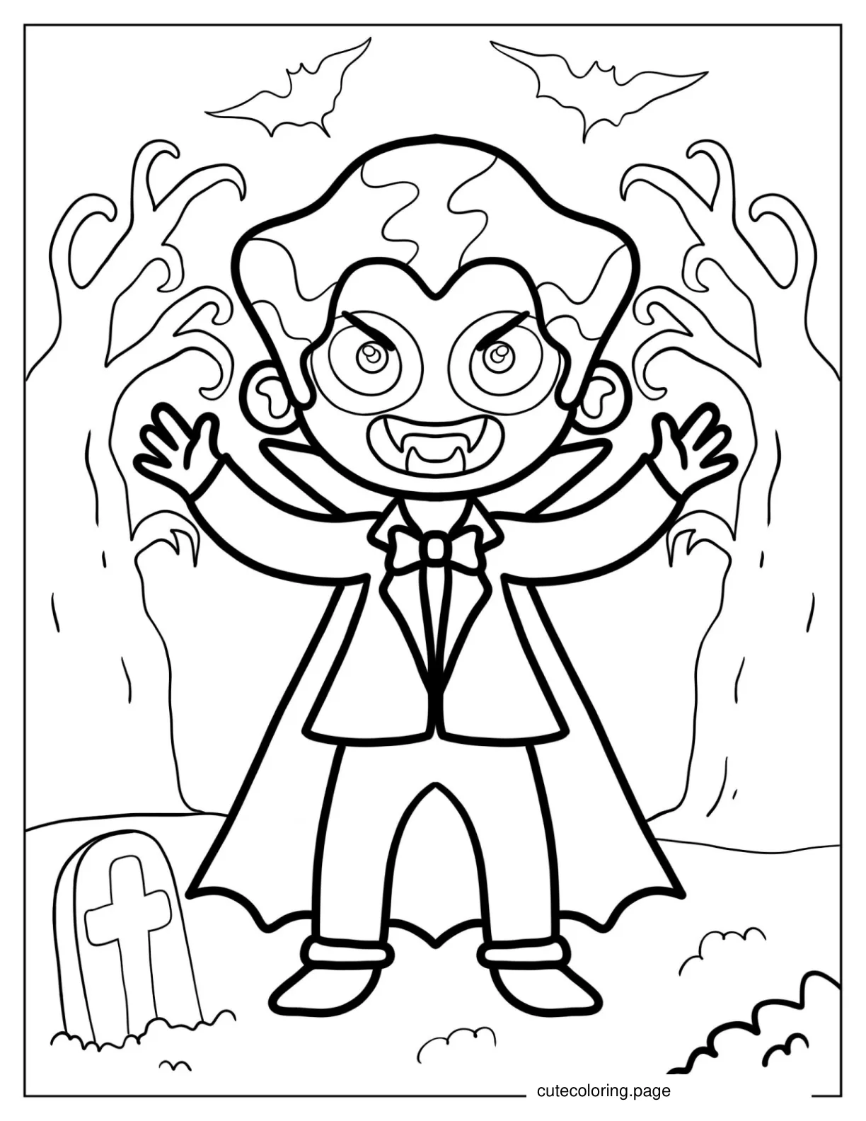 Kawaii Vampire Coloring Page For Kids coloring page