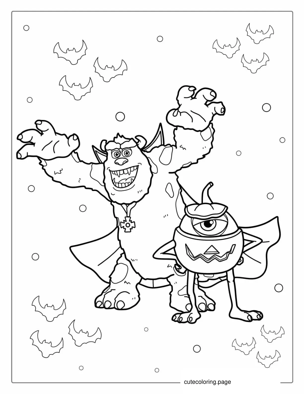 Monsters Inc Sullivan And Wazowski In Halloween Costumes coloring page