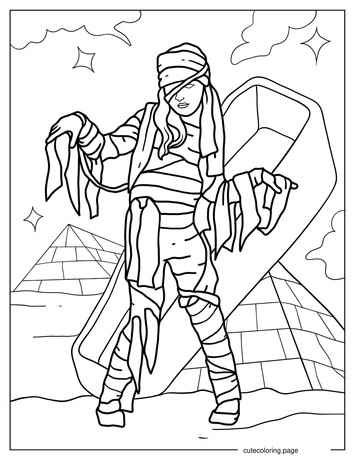 Mummy Walking Out Of Tomb coloring page