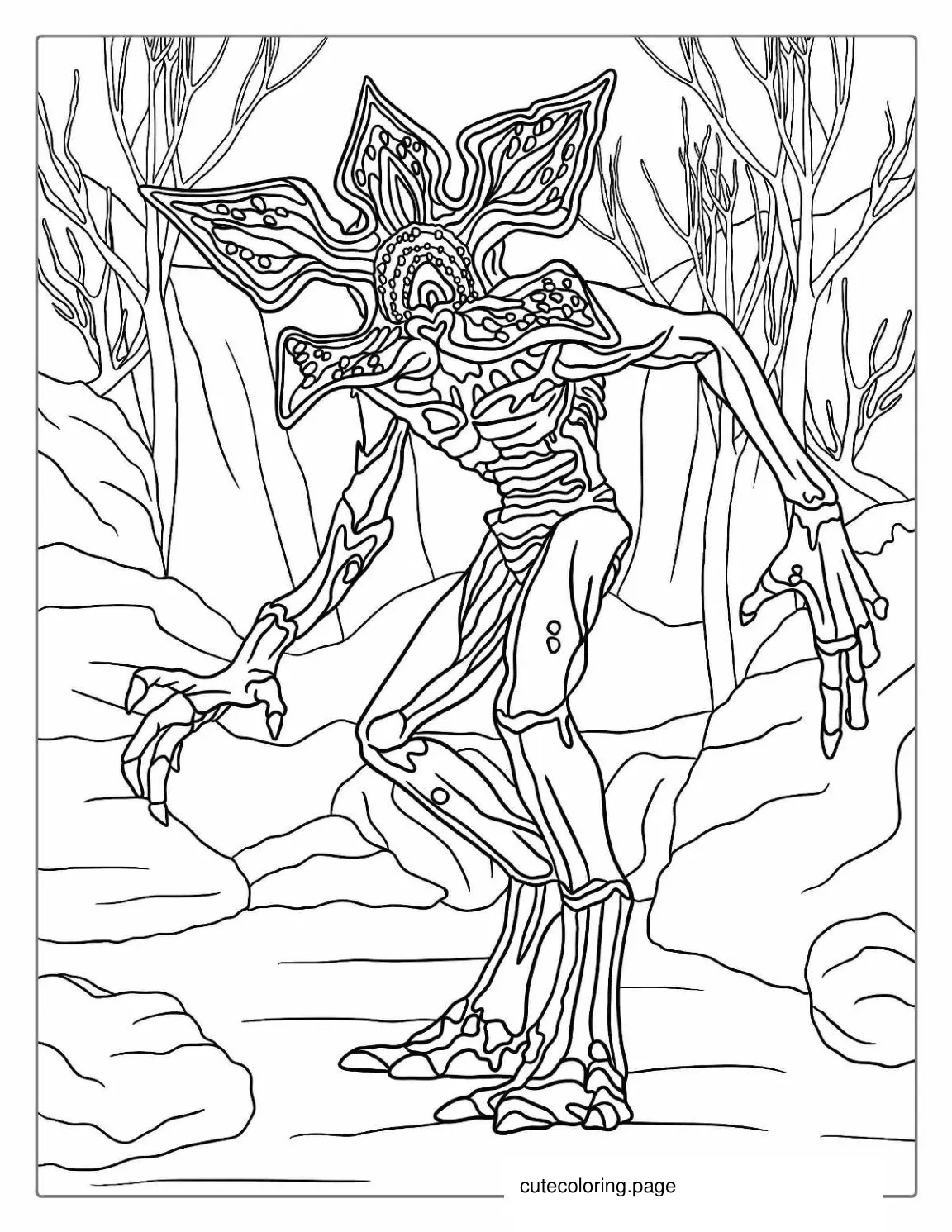 Realistic Demogorgon From Stranger Things Coloring Sheet coloring page