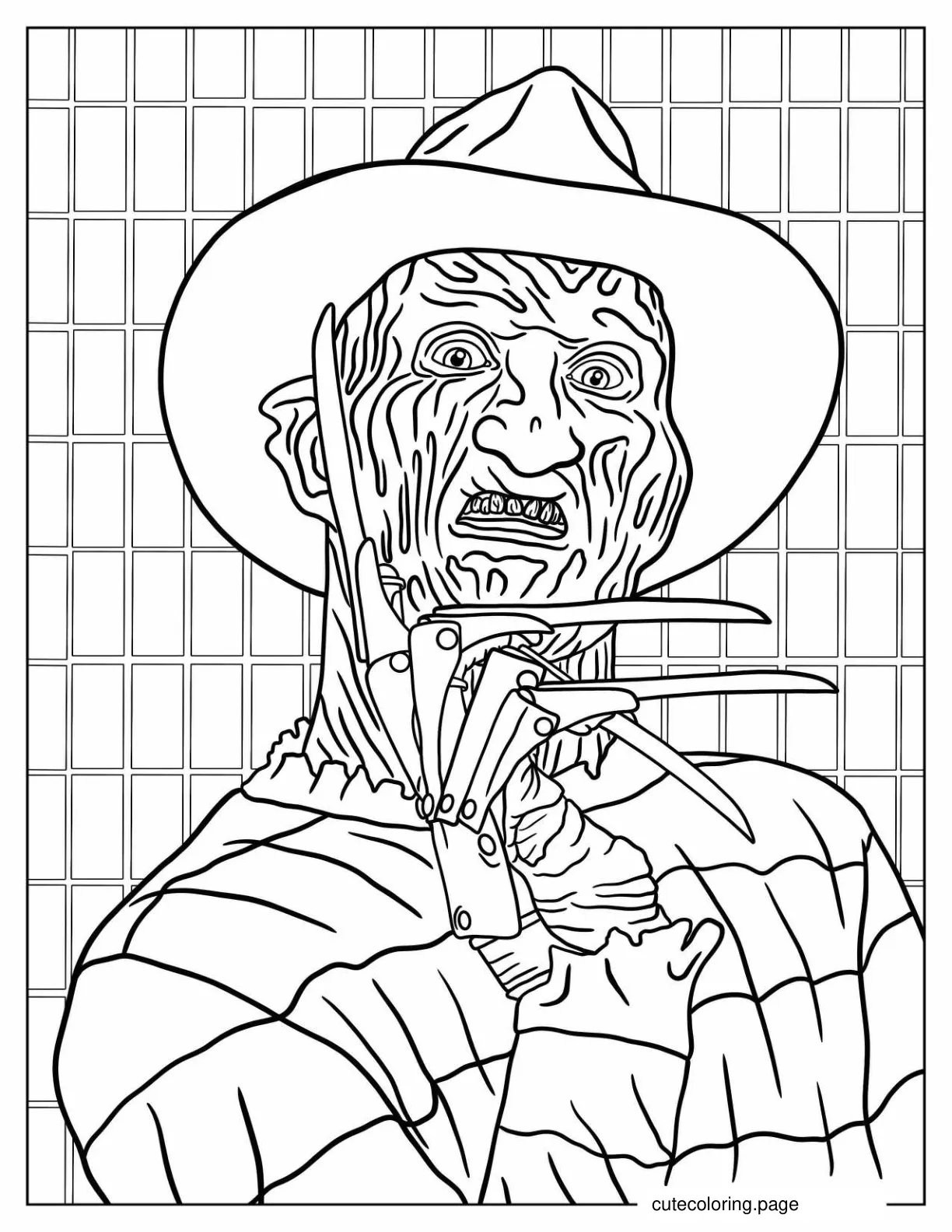 Realistic Freddie Krueger Coloring Page coloring page