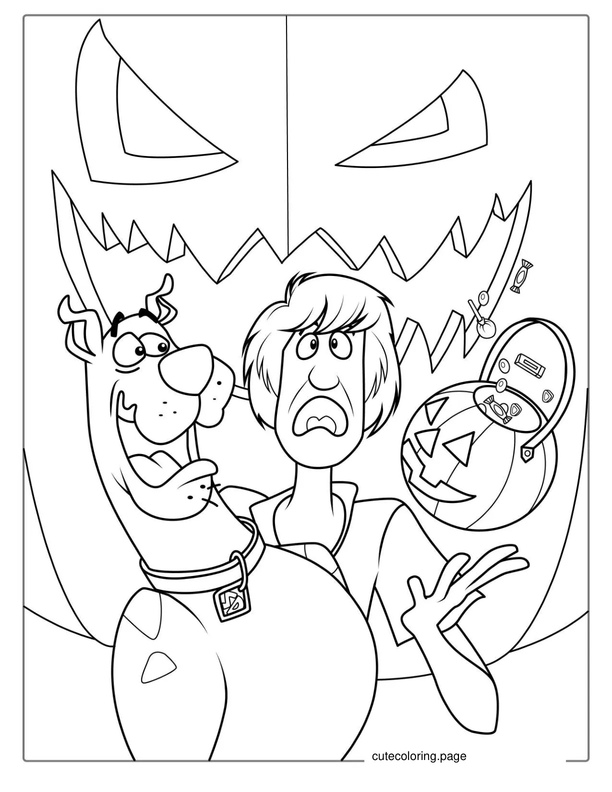 Scared Scooby Doo And Shaggy Coloring Sheet coloring page