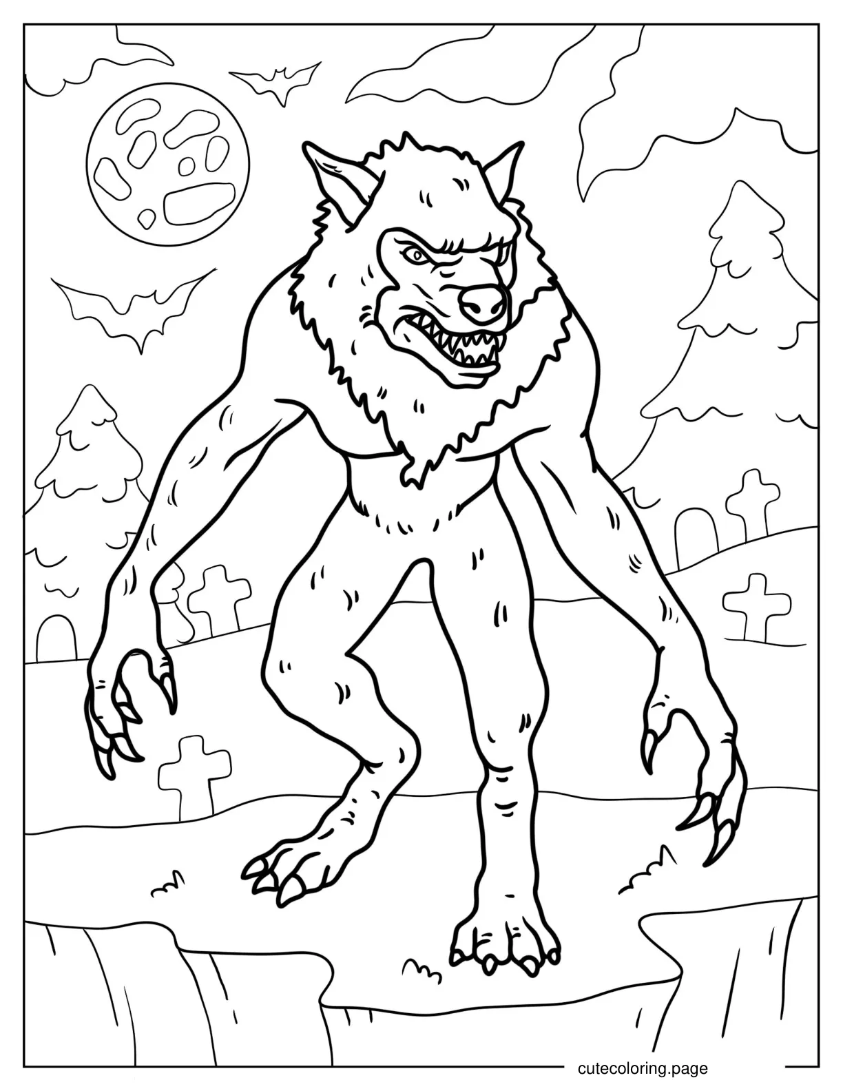 Scary Werewolf Coloring Sheet For Kids coloring page