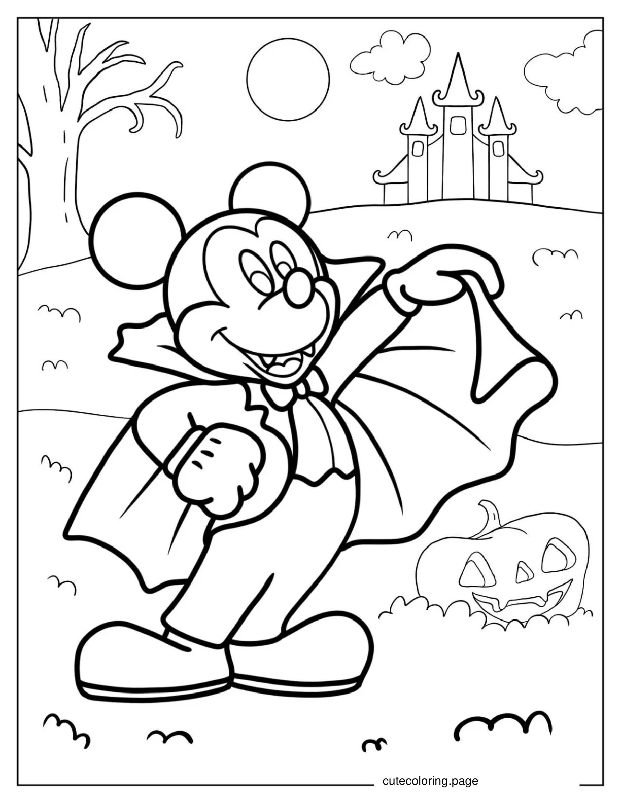 Vampire Mickey Mouse Coloring In For Preschoolers coloring page