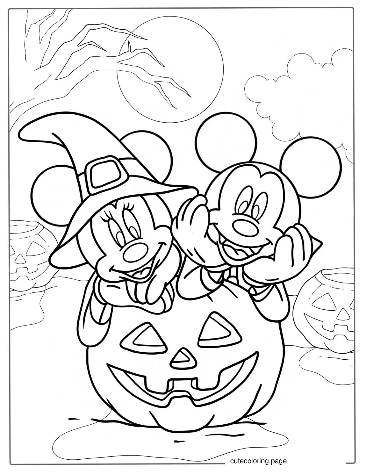 Witch Minnie Mouse And Vampire Mickey Mouse coloring page