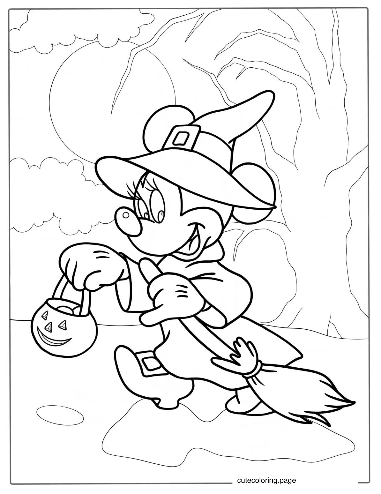 Witch Minnie Mouse Coloring Page coloring page