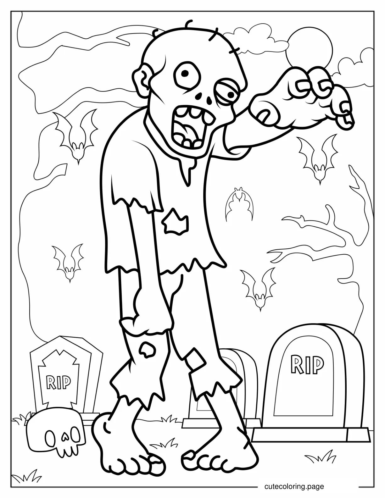 Zombie From Plants Vs Zombies coloring page