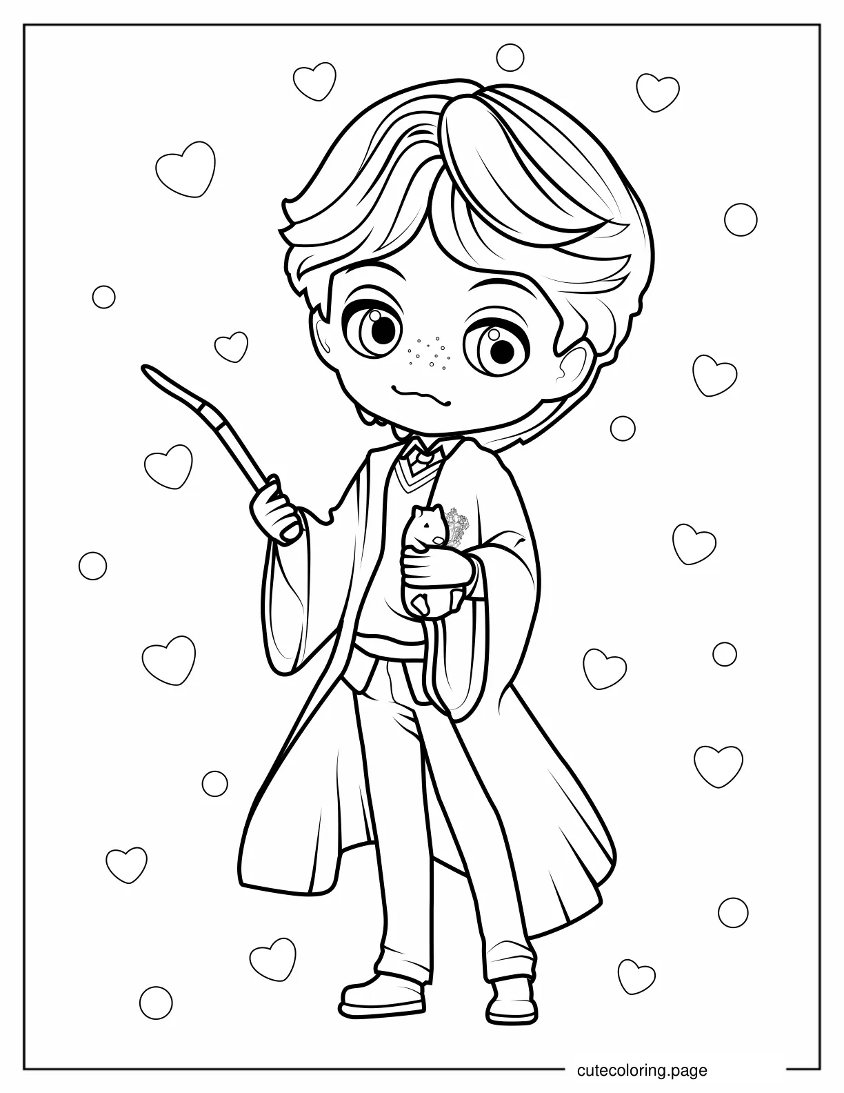 Cute Cartoon Ron Weasley Coloring In For Kids coloring page