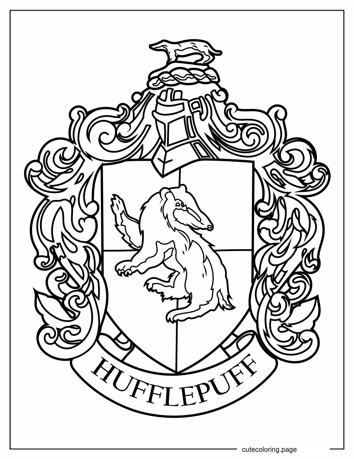 Detailed Hufflepuff Insignia Coloring Page coloring page