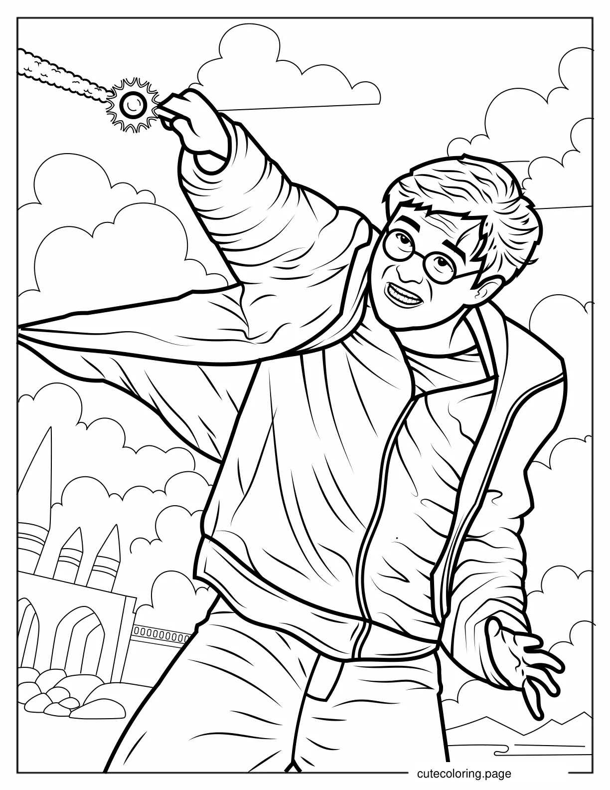 Harry Potter Casting Strong Spell coloring page