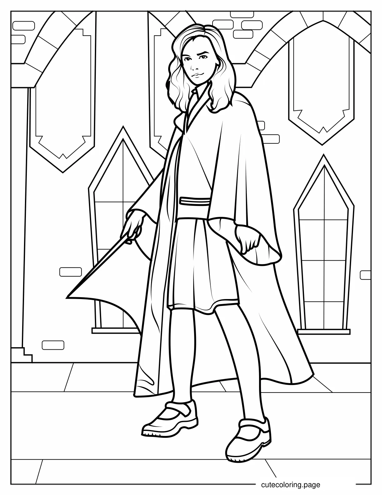 Hermione Granger In Hogwarts Uniform coloring page