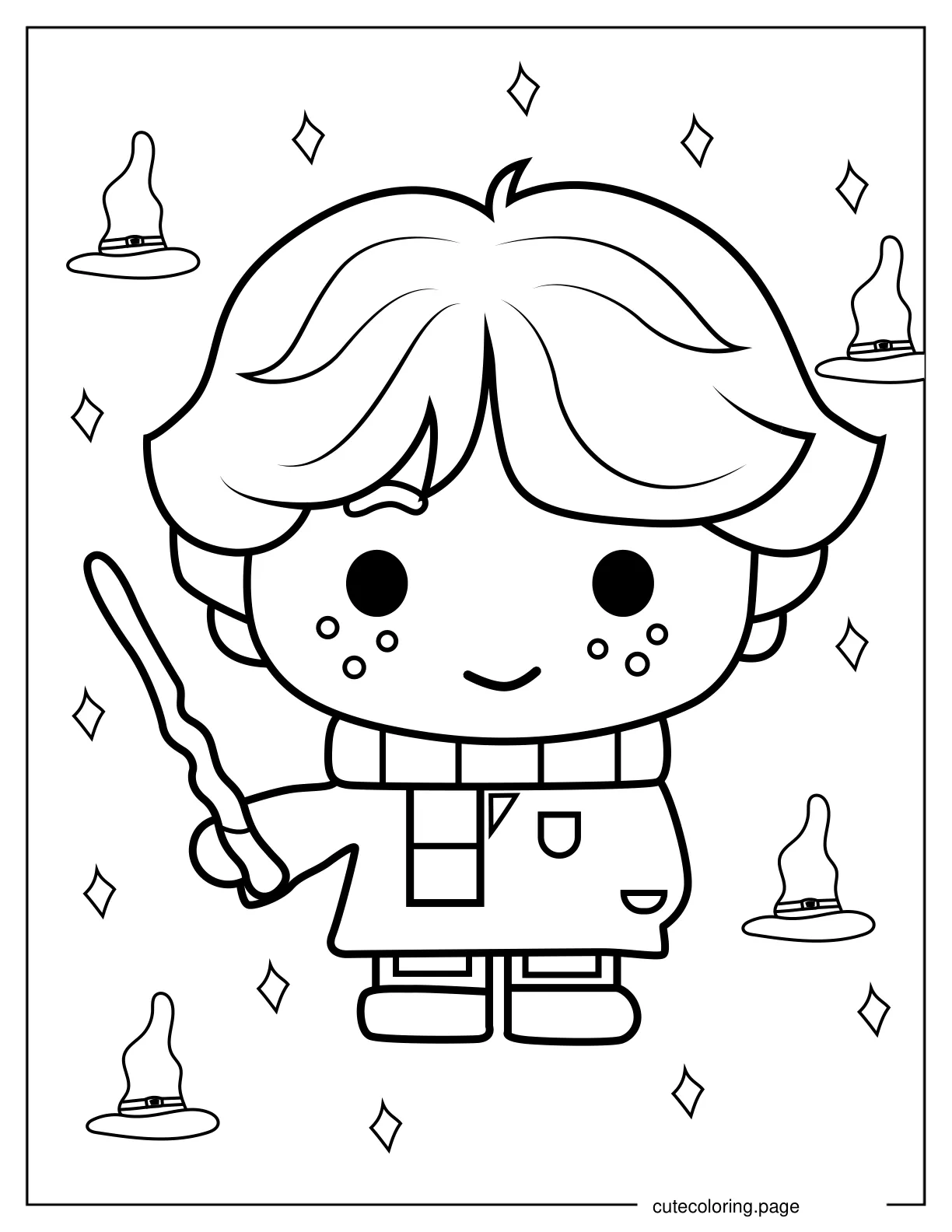 Kawaii Ron Weasley Coloring Page For Preschoolers coloring page