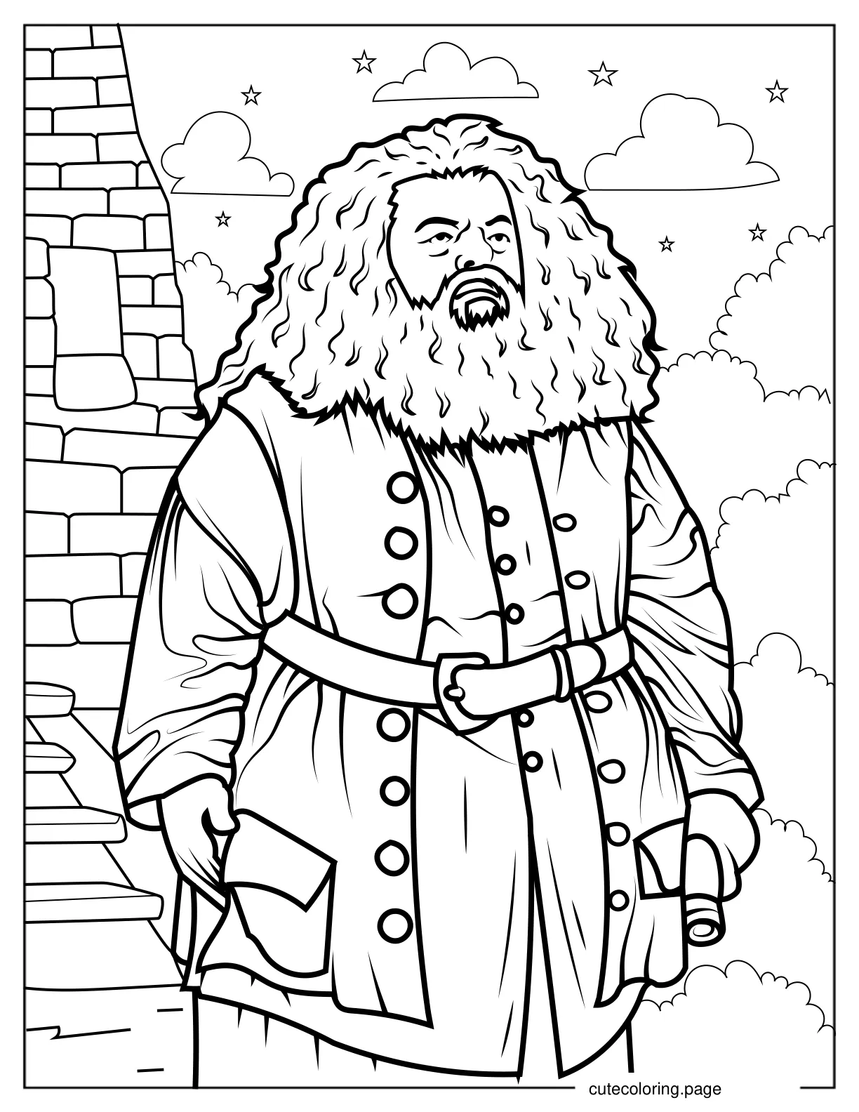 Realistic Rubeus Hagrid Coloring Sheet V2 coloring page