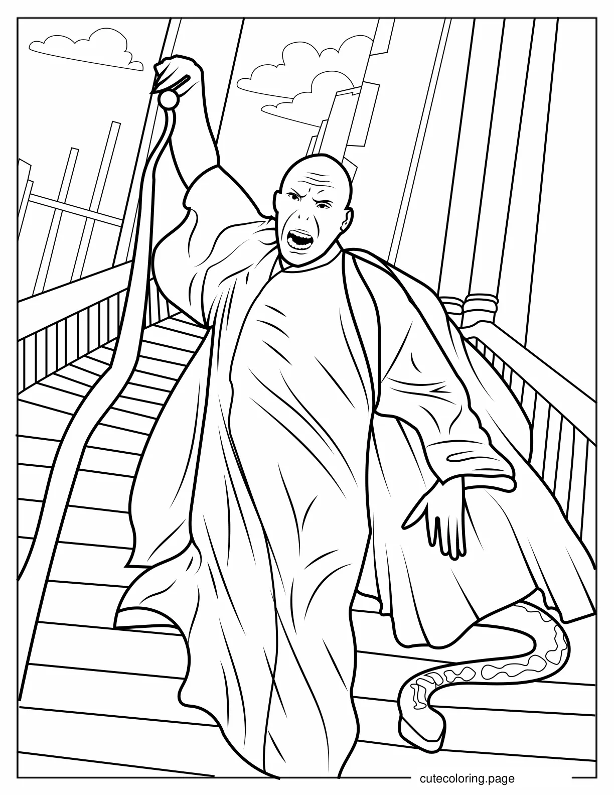 Voldemort Casting Strong Spell coloring page