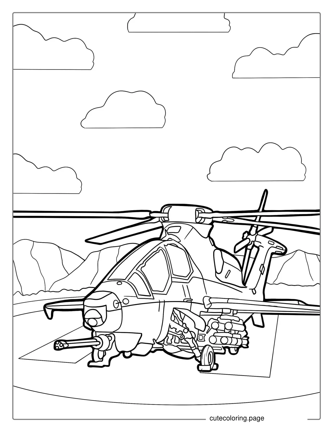 Apache Helicopter Coloring Page coloring page